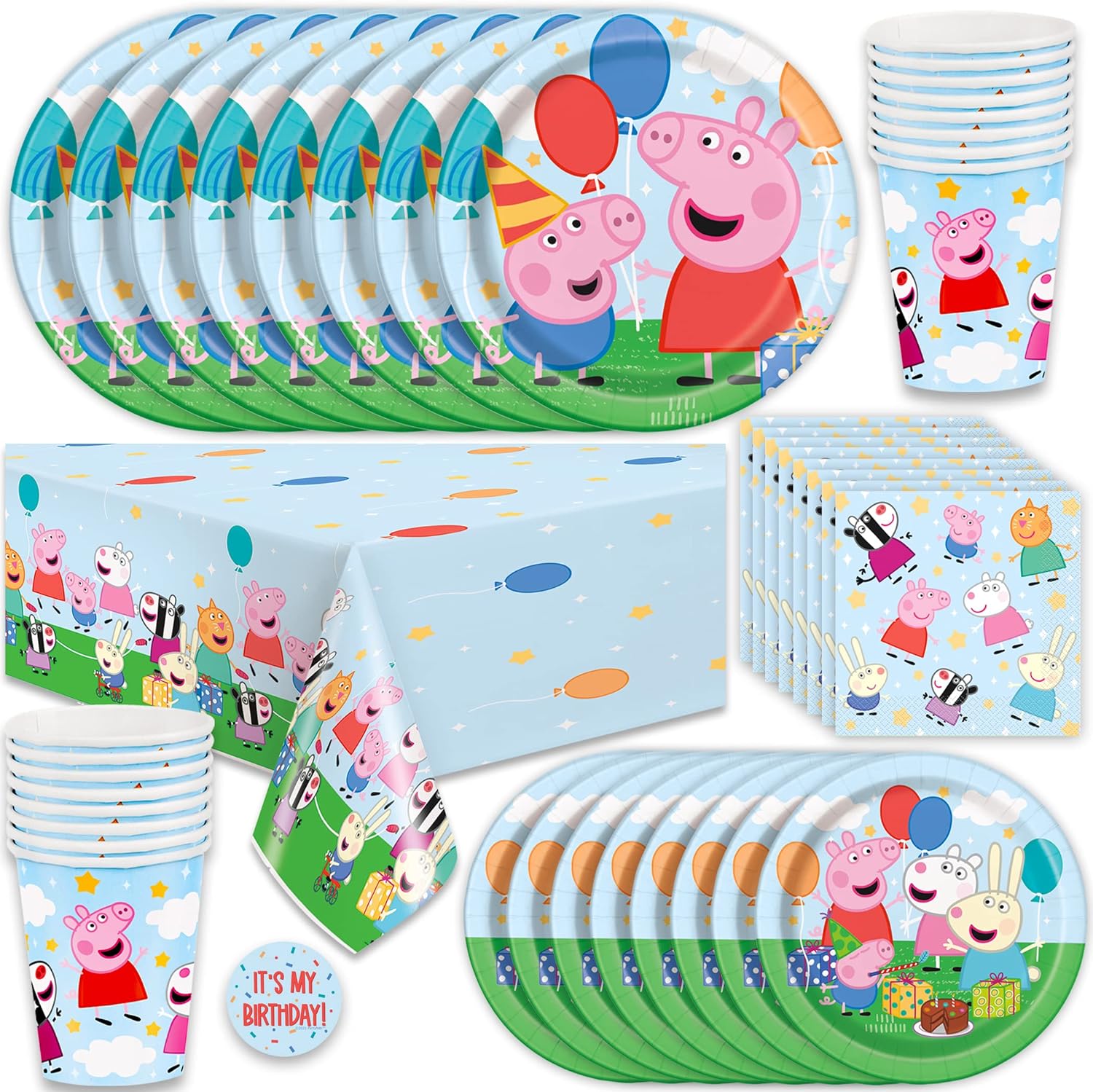 Unique Peppa Pig birthday party supplies set for 16 guests