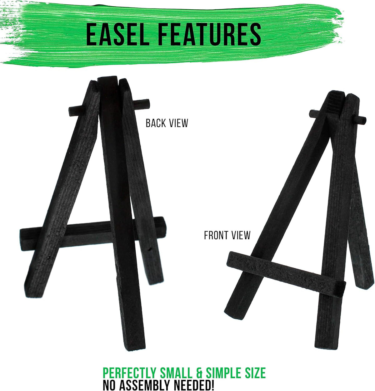 U.S. Art Supply 5 inch black wooden A-frame display stand close up