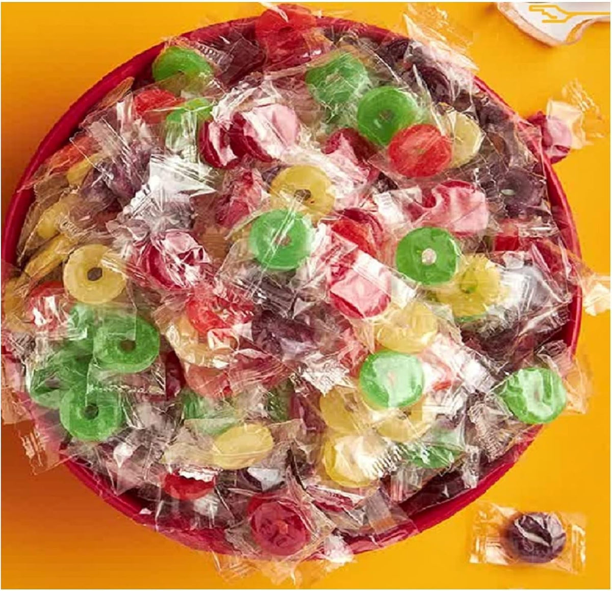 Life Savers hard candy pile featuring various fruit flavors
