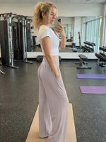ODODOS wide leg lounge pants fold over waistband detail