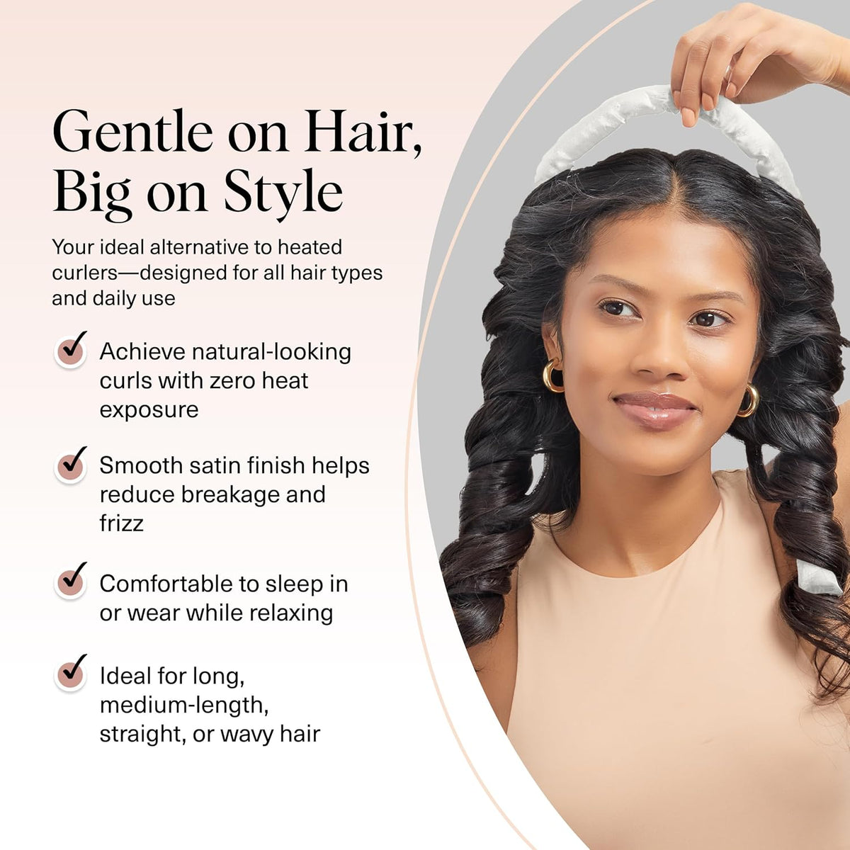 Close-up of soft satin material on Kitsch hair waver