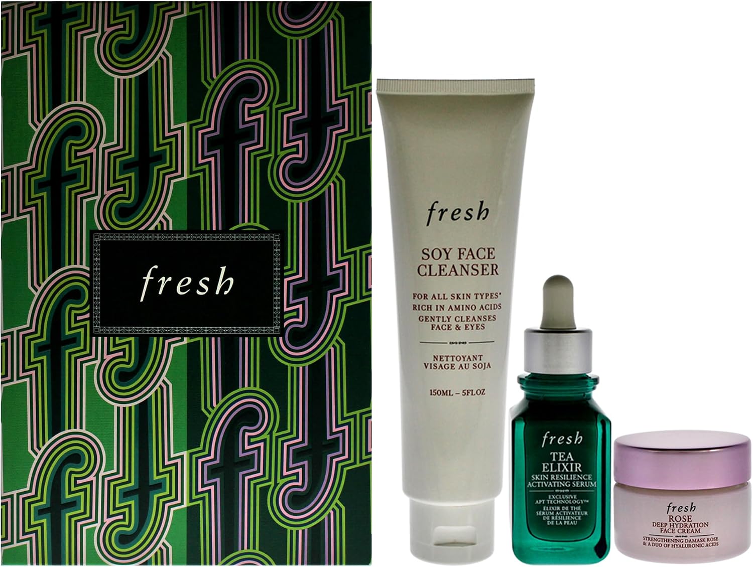 Fresh Resilient Hydrated Skin Trio front view skincare set