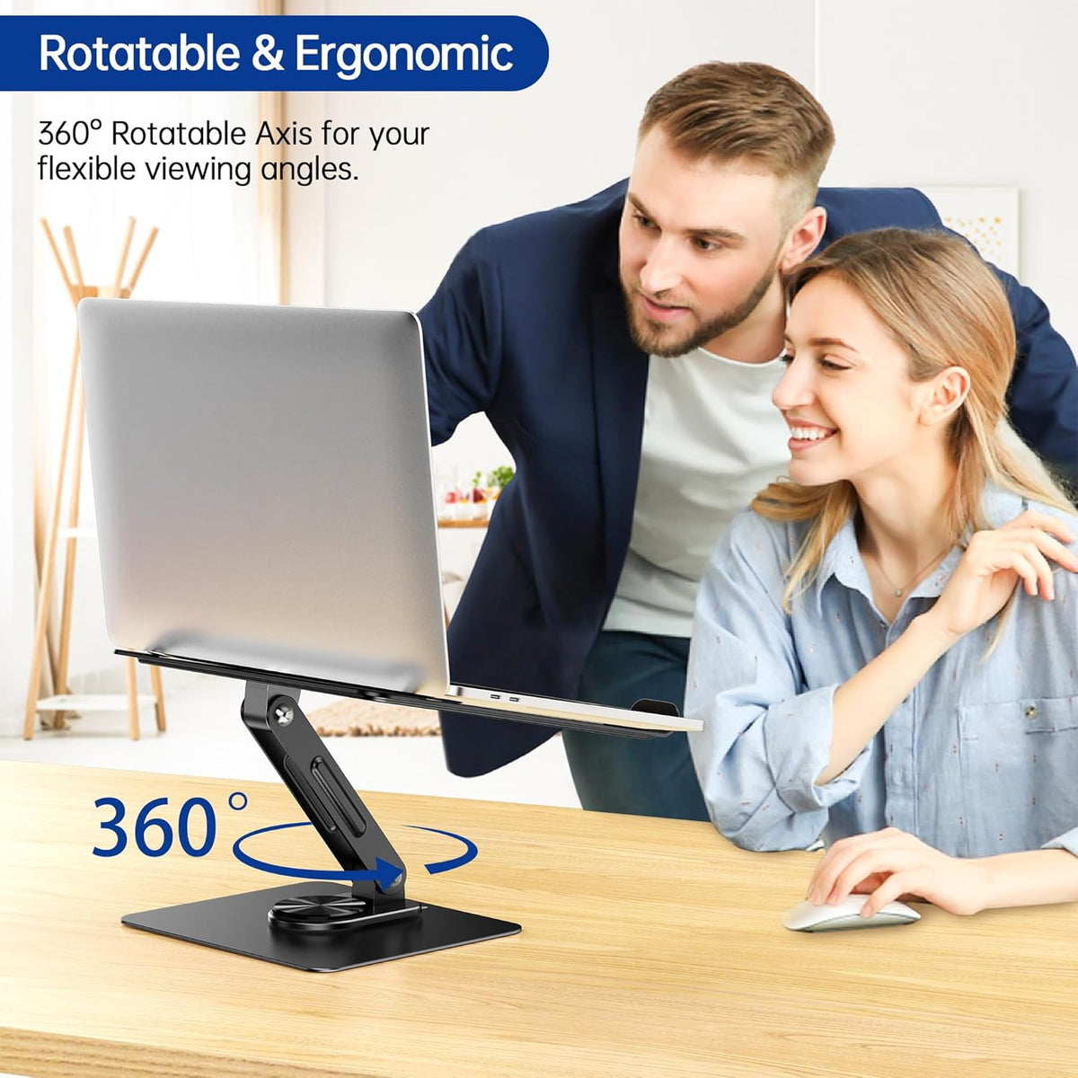 Besign LS12 notebook holder angled side profile displaying height adjustment mechanism.