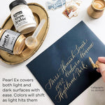 Complete Jacquard Pearl Ex pigment color collection viewed from an angle