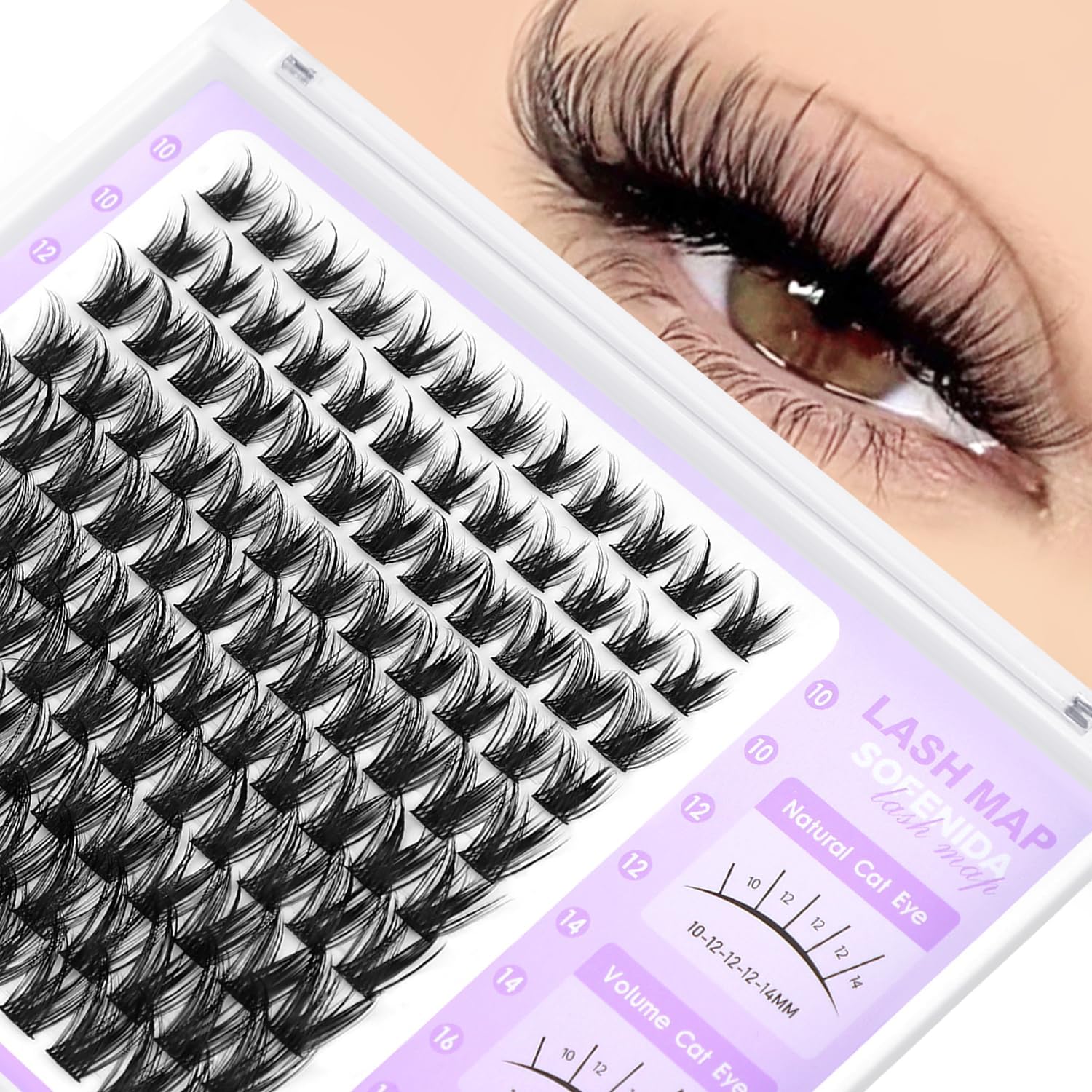SOFENIDA Lash Clusters Wispy Lash Clusters Cluster Eyelash Extensions 10-18mm Natural Volume Lash Extension Eyelash Cluster Eyelash Extensions Comfortable DIY Individual Lashes Clusters with Thin Band - Image 1