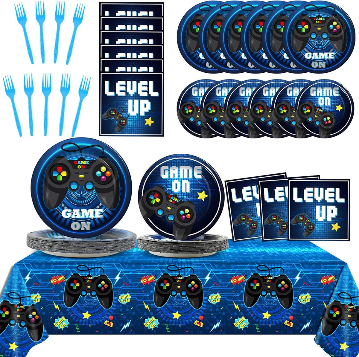 Gisgfim video game party supplies tableware set for 24 guests