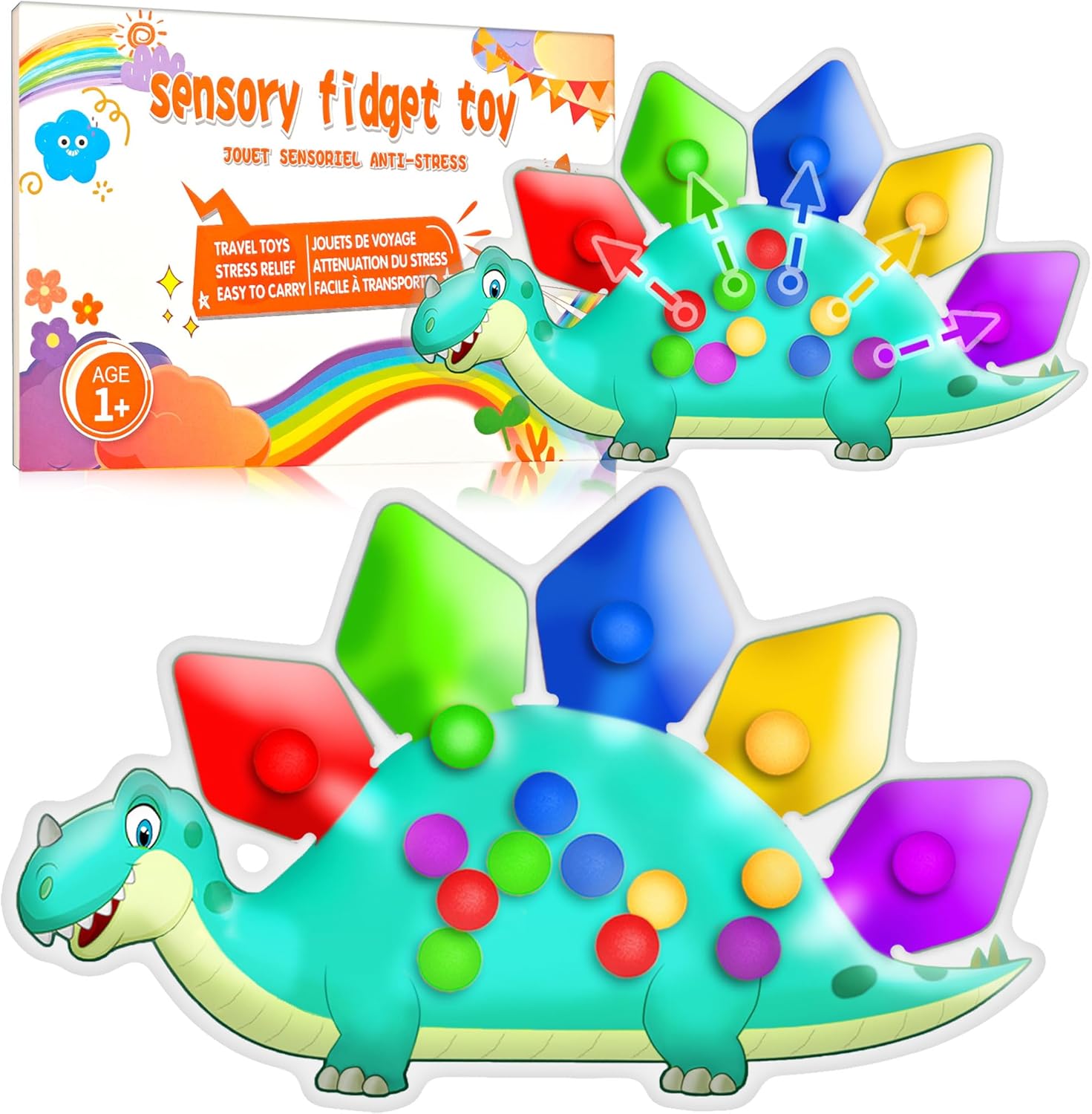 UIIOPJIOM dinosaur color sorting sensory toy front view