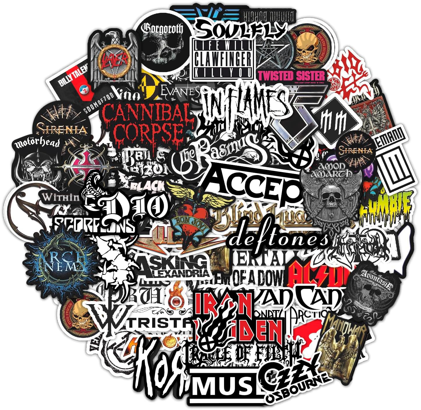 BulbaCraft legendary rock band stickers front view collection