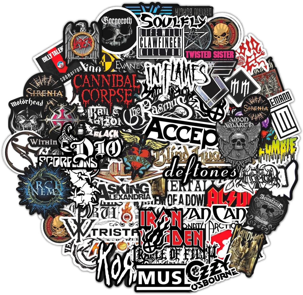 BulbaCraft legendary rock band stickers front view collection