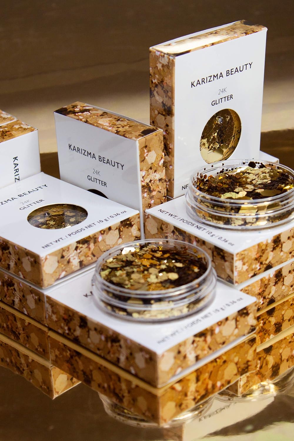 KARIZMA chunky face and body glitter container overhead angle