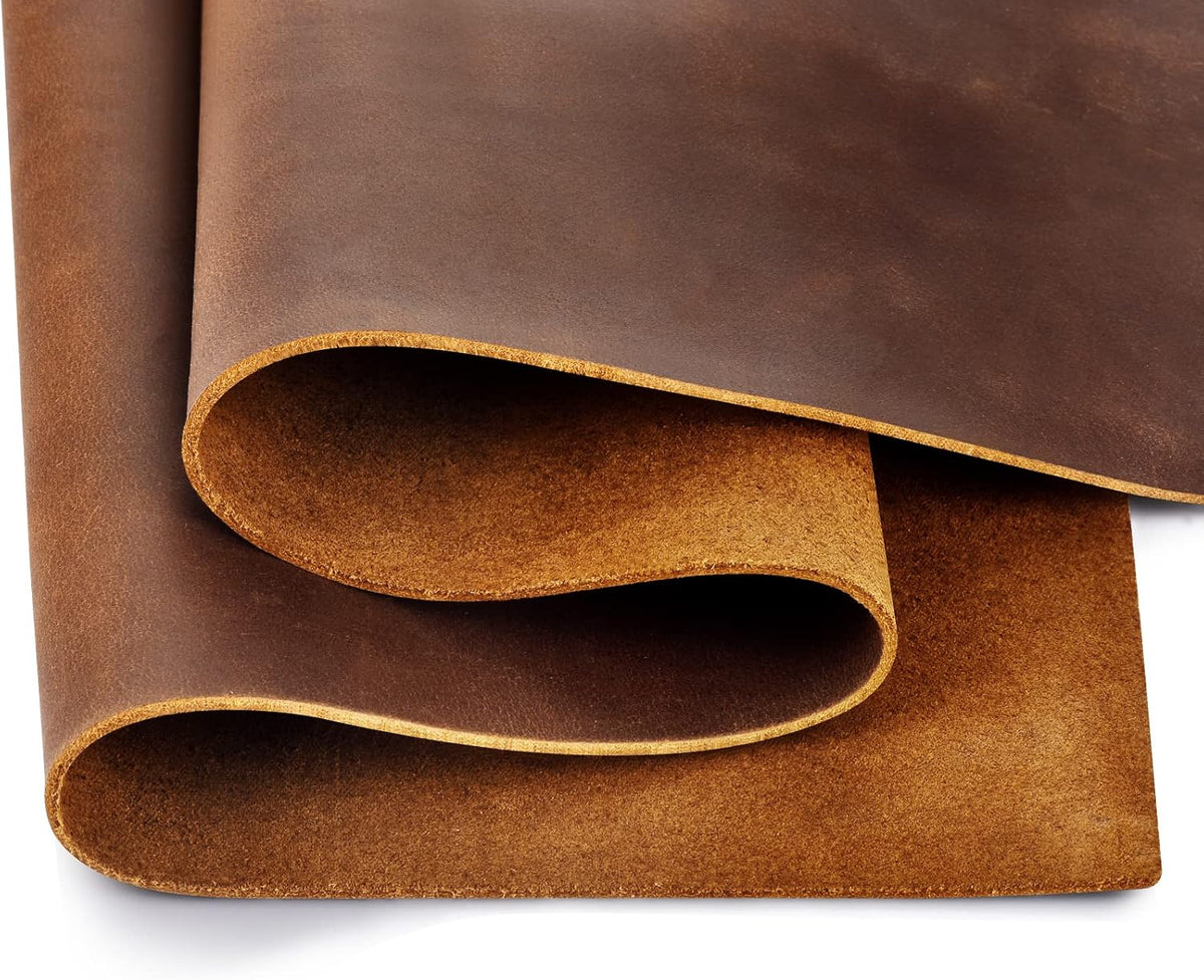 TeeLiy genuine leather tooling sheet front view and product packaging