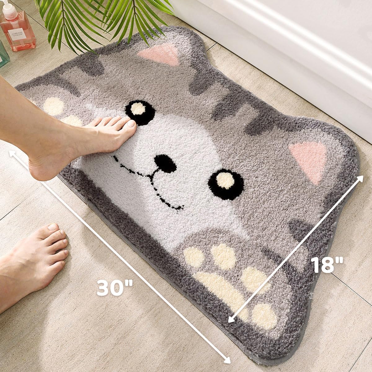 Anti-skid TPR backing view of Molesun cat bathroom mat