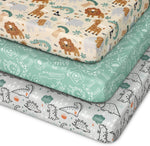Unnivoll Baby Crib Sheets for Boys Girls, 28x52x8in Fitted Crib Sheet Neutral 3 Pack for Standard Crib and Toddler Mattress, Breathable Soft Microfiber Baby Sheet White Brown Sun God - Image 9
