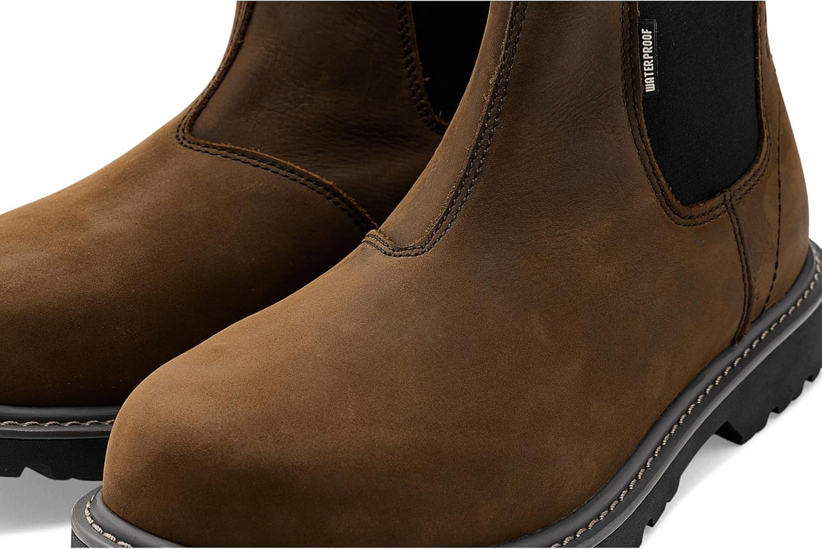Wolverine waterproof chelsea work boot side profile display