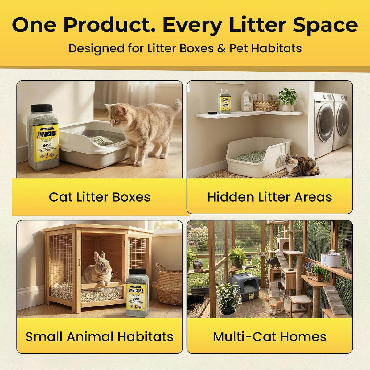 Unscented cat litter deodorizer granules back label showing directions