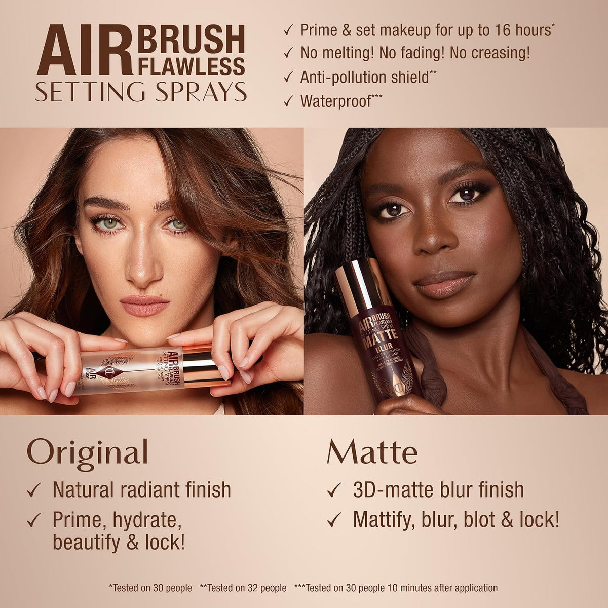 Charlotte Tilbury airbrush flawless matte setting spray full size fluid ounces display
