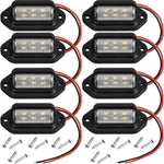 Mudder 12V 6 LED License Plate Light 8 pack front view showcasing bright cool white lighting for automotive upgrades.