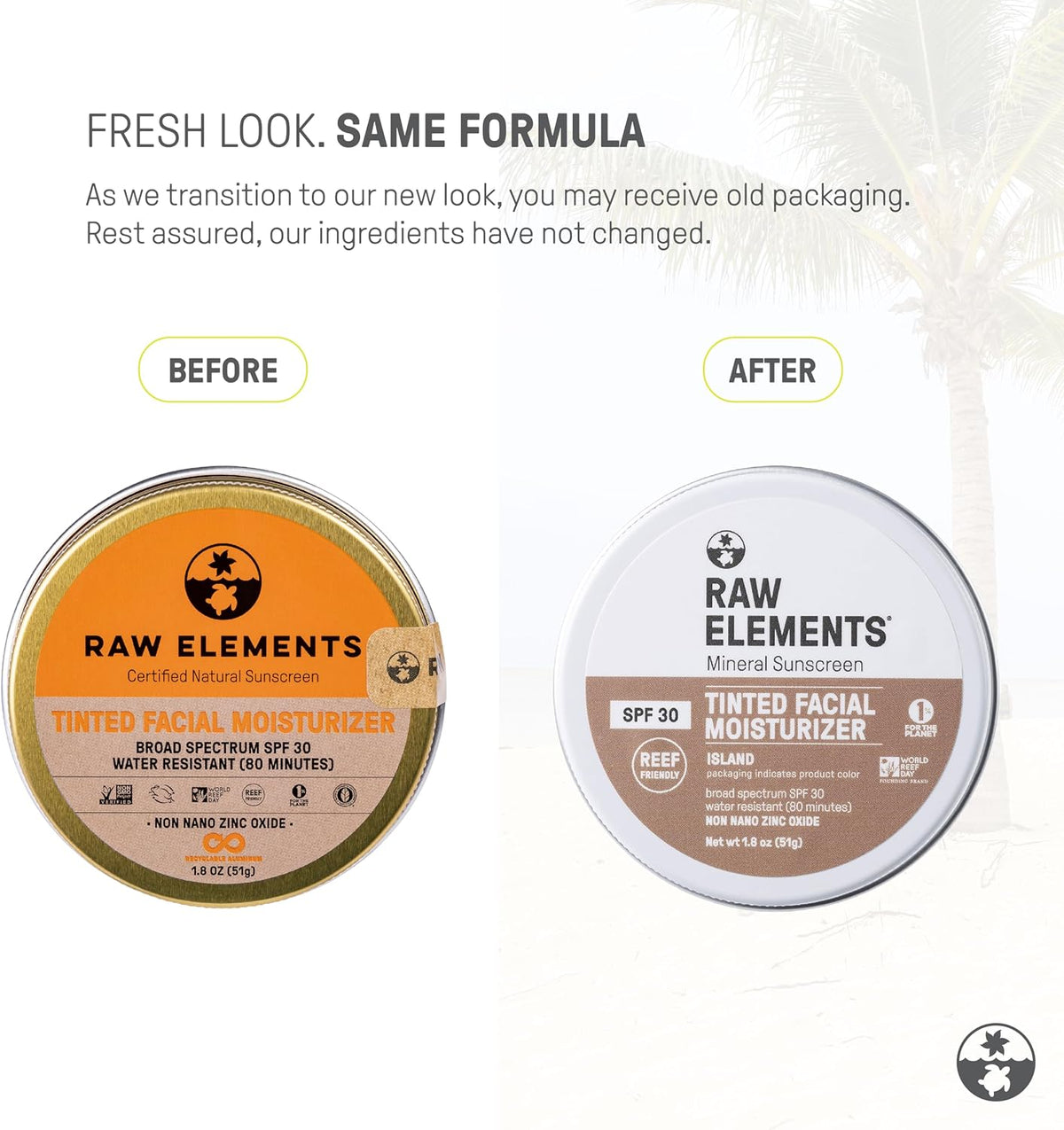 Raw Elements mineral sunscreen tin packaging angle