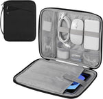 MoKo tablet sleeve carrying case front view in black color showing the clean minimalist exterior polyester fabric.