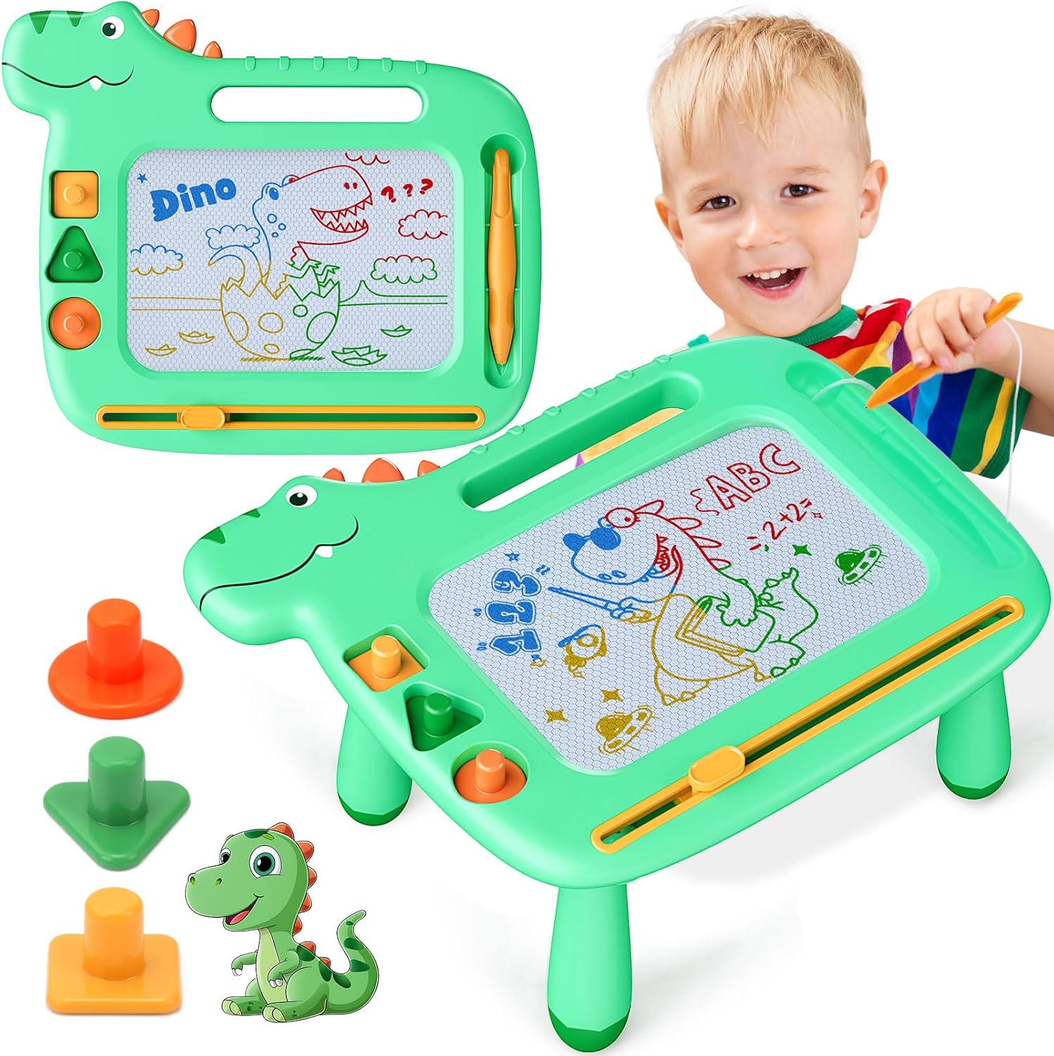 Mejcfari dinosaur-themed magnetic drawing board front view