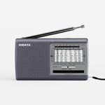 Radiwow Xhdata D219 portable AM FM shortwave radio front view gray