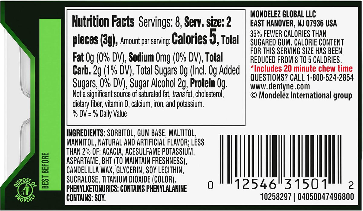 Dentyne Ice Spearmint 9-pack bundle layout showing all individual packs