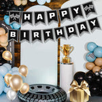 Peutier race car birthday banner setup example
