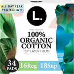 L. Ultra Thin Pads front packaging showing organic cotton top layer claim.