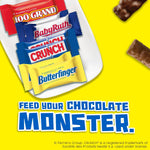 Close up of individually wrapped Butterfinger and Crunch mini chocolates.