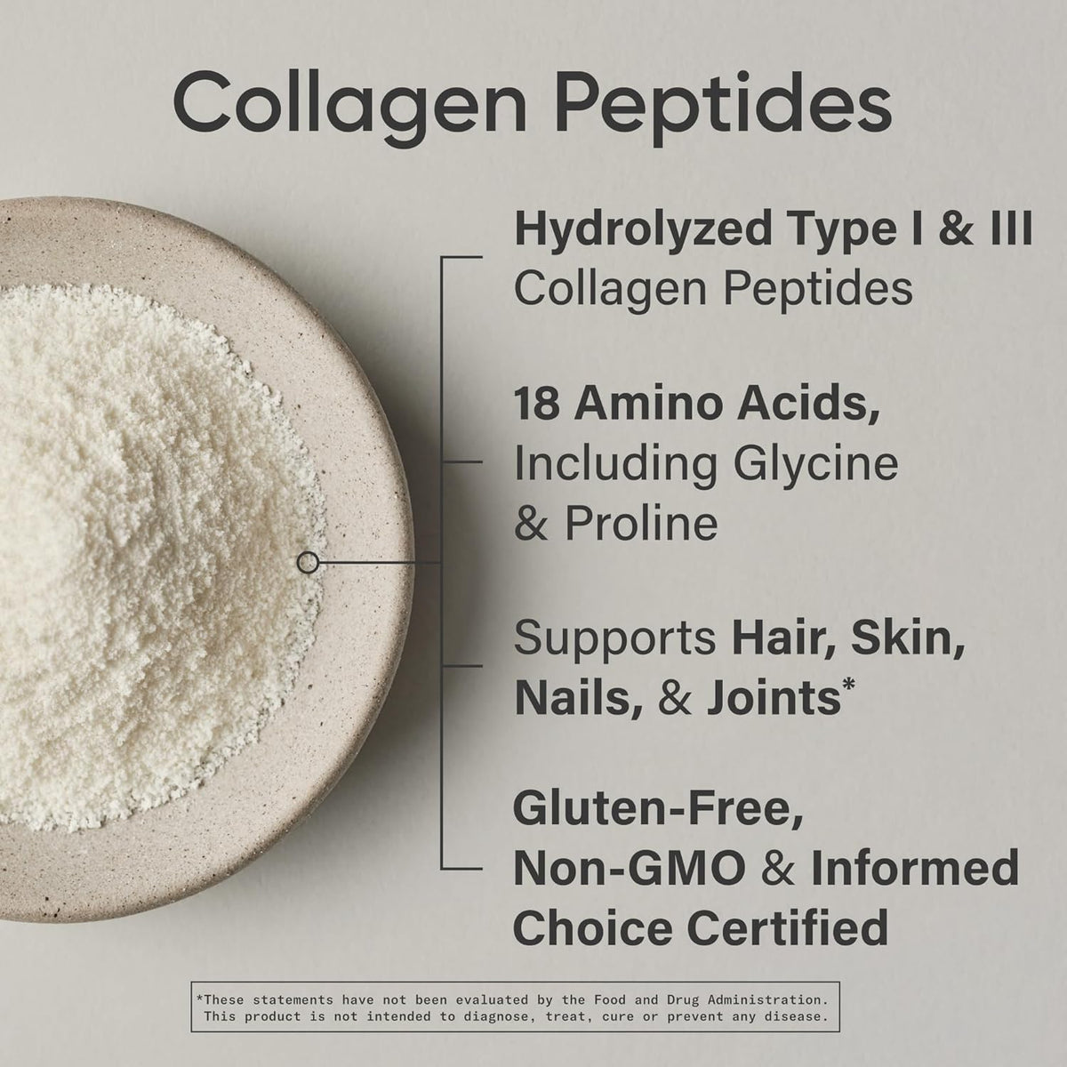 Grass fed bovine collagen powder being mixed cleanly into a clear beverage