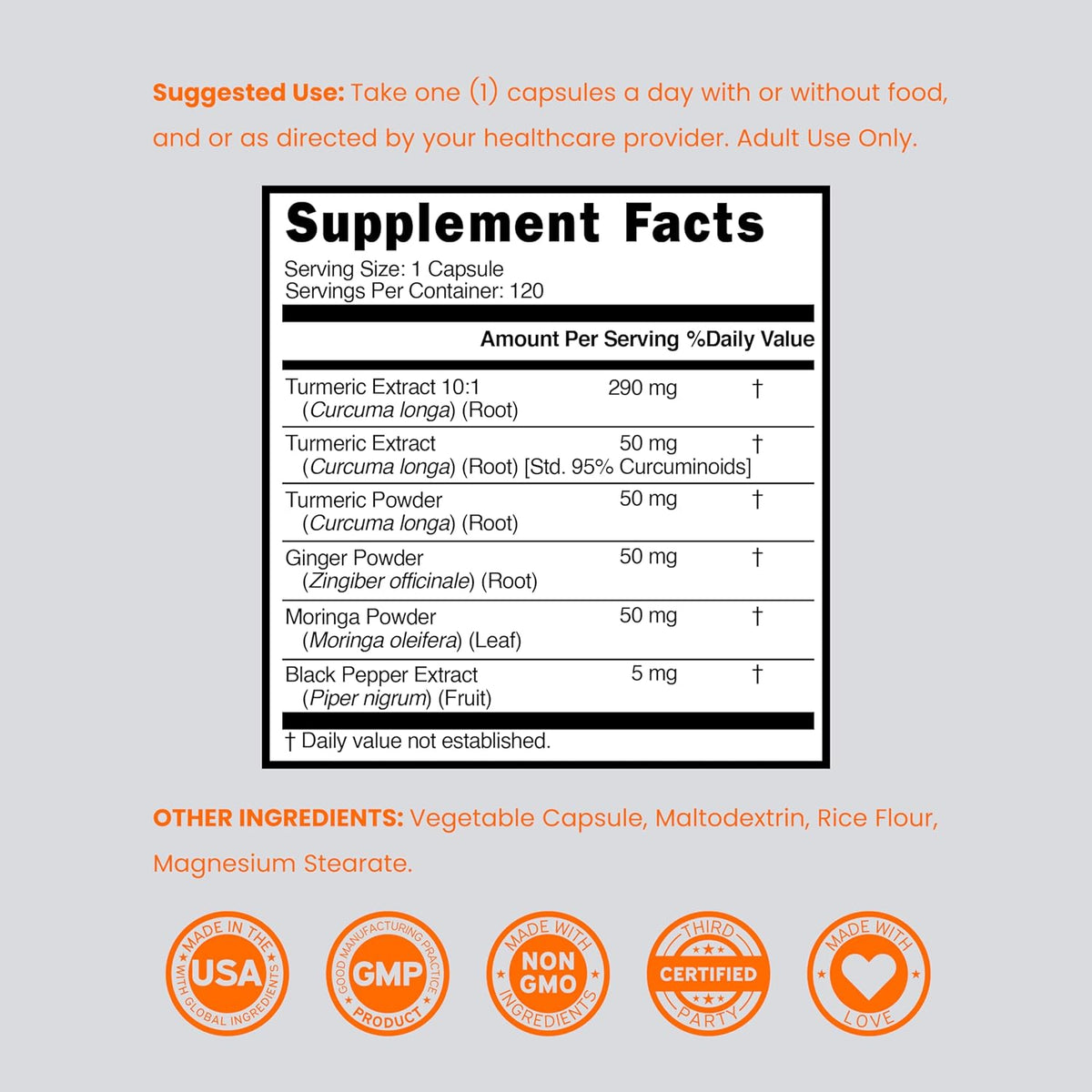 Dorado Nutrition turmeric curcumin with black pepper and ginger
