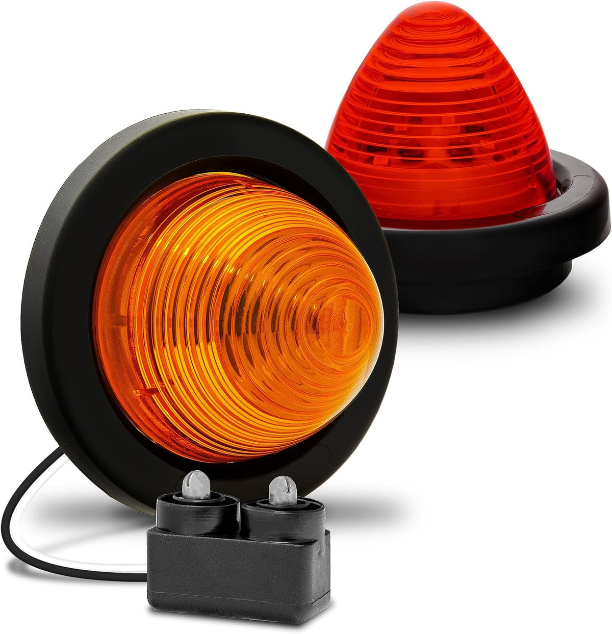 TRUE MODS 4pc 2" Red Round LED Trailer Marker Light for RV Truck | DOT FMVSS 108, SAE P2, 2 inch Grommet & Plug, IP67 Submersible, Bee Hive Cone, Clearance Side Marker Lights, For Boat Trailer - Image 15