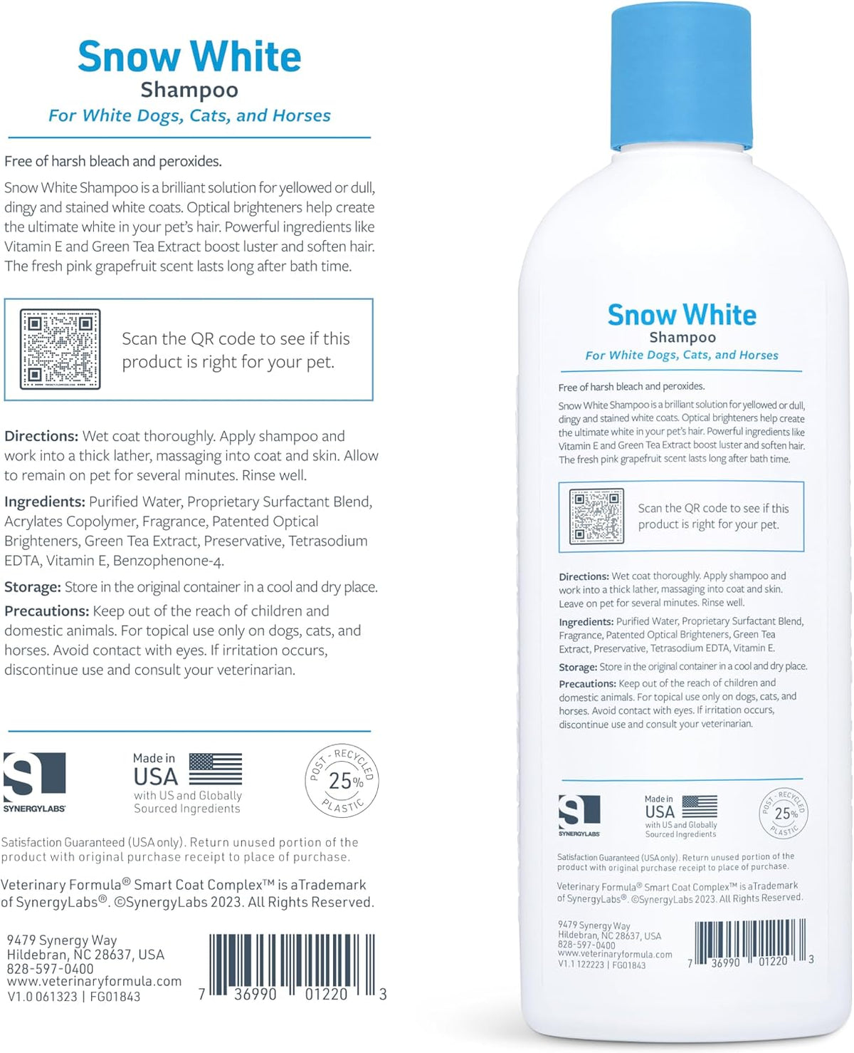 Professional pet grooming shampoo for white dogs and cats