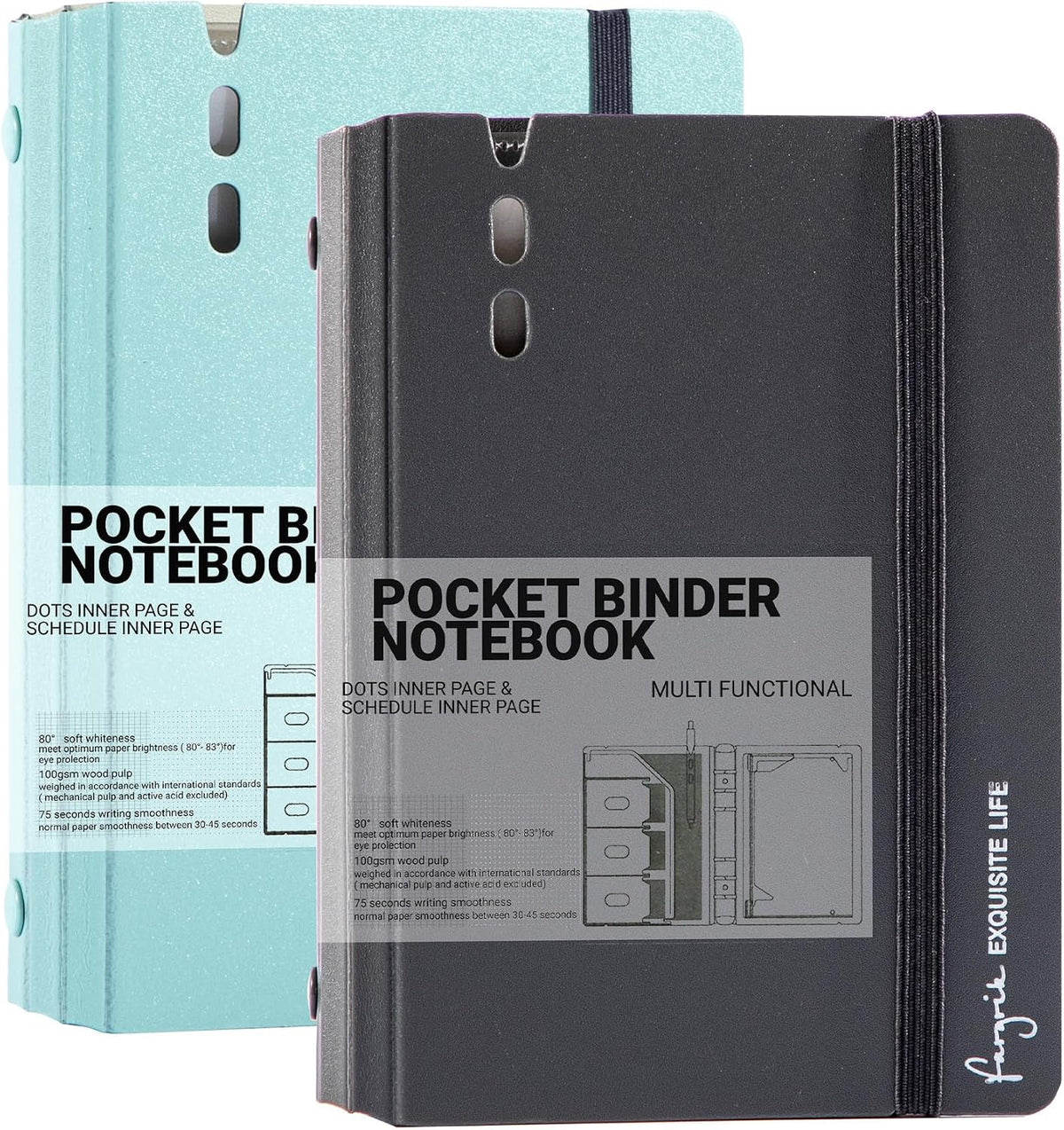 CAGIE A5 Binder 6 Ring Refillable Notebook with Dividers & Pockets | Daily Planning Square Ruled and Dotted Pages, Refill Paper Included, 6.89 x 9.25 In (Grey, A5 Daily & Dot Page) - Image 10