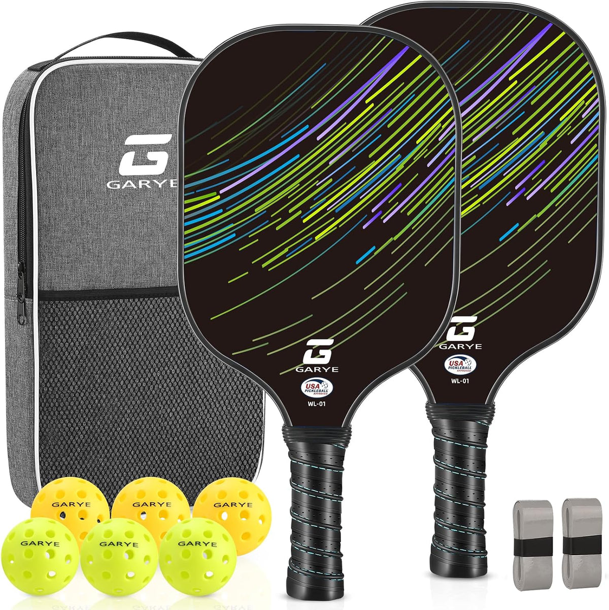 GARYE Pickleball Paddles Set of 2/4, USAPA Approved Carbon Fiber Pickleball Set, Lightweight Pickle Ball Rackets 2/4 Pack with 6 Balls, 1 Bag, Pair of Grip Tapes, Pickle Ball Paddle for Men and Women - Image 12