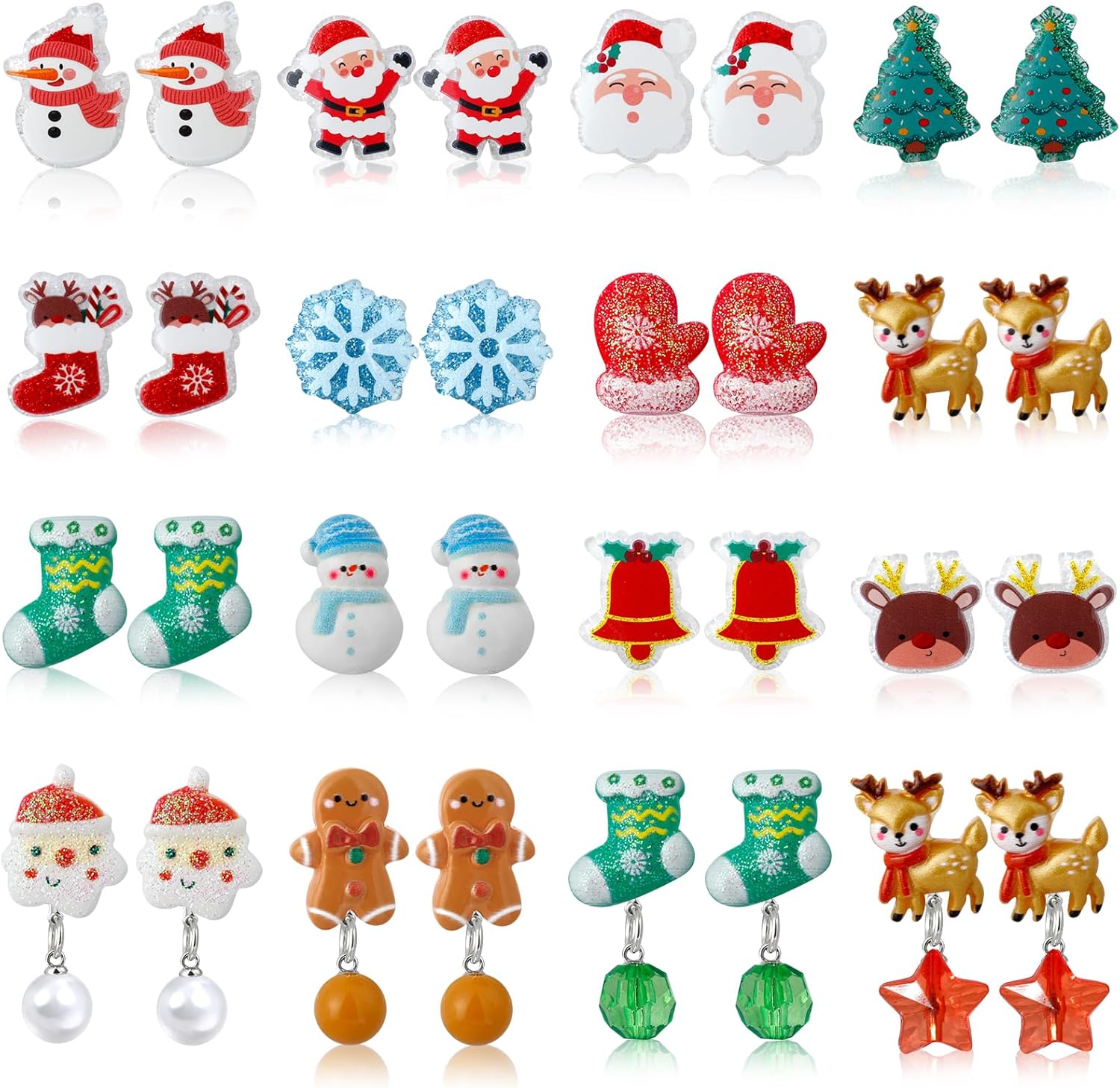 Devieng Christmas clip on earrings for kids front view