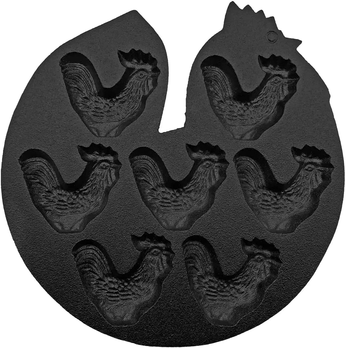 Old Mountain rooster baking pan front view cast iron cookware