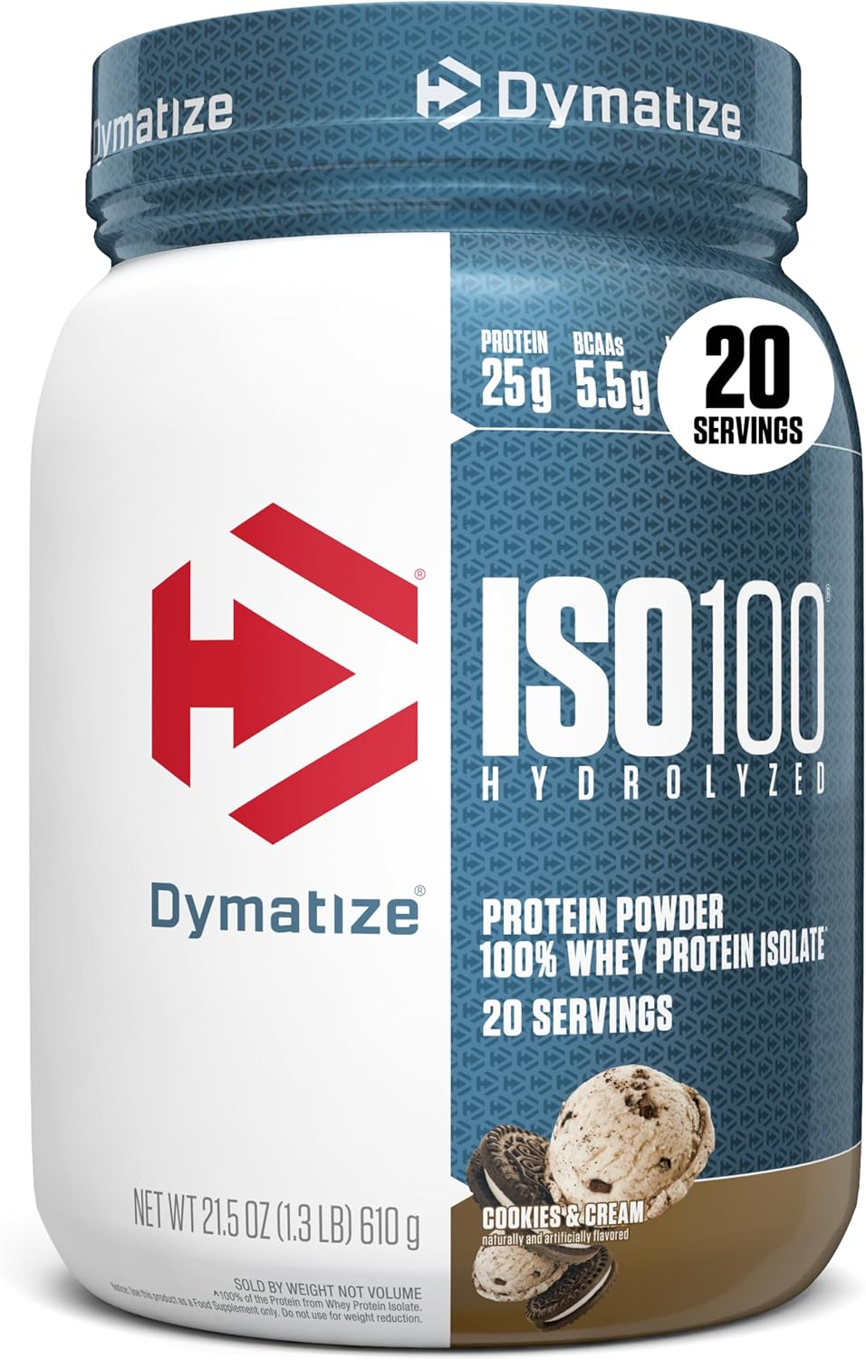 Dymatize ISO100 Cookies and Cream whey protein front view