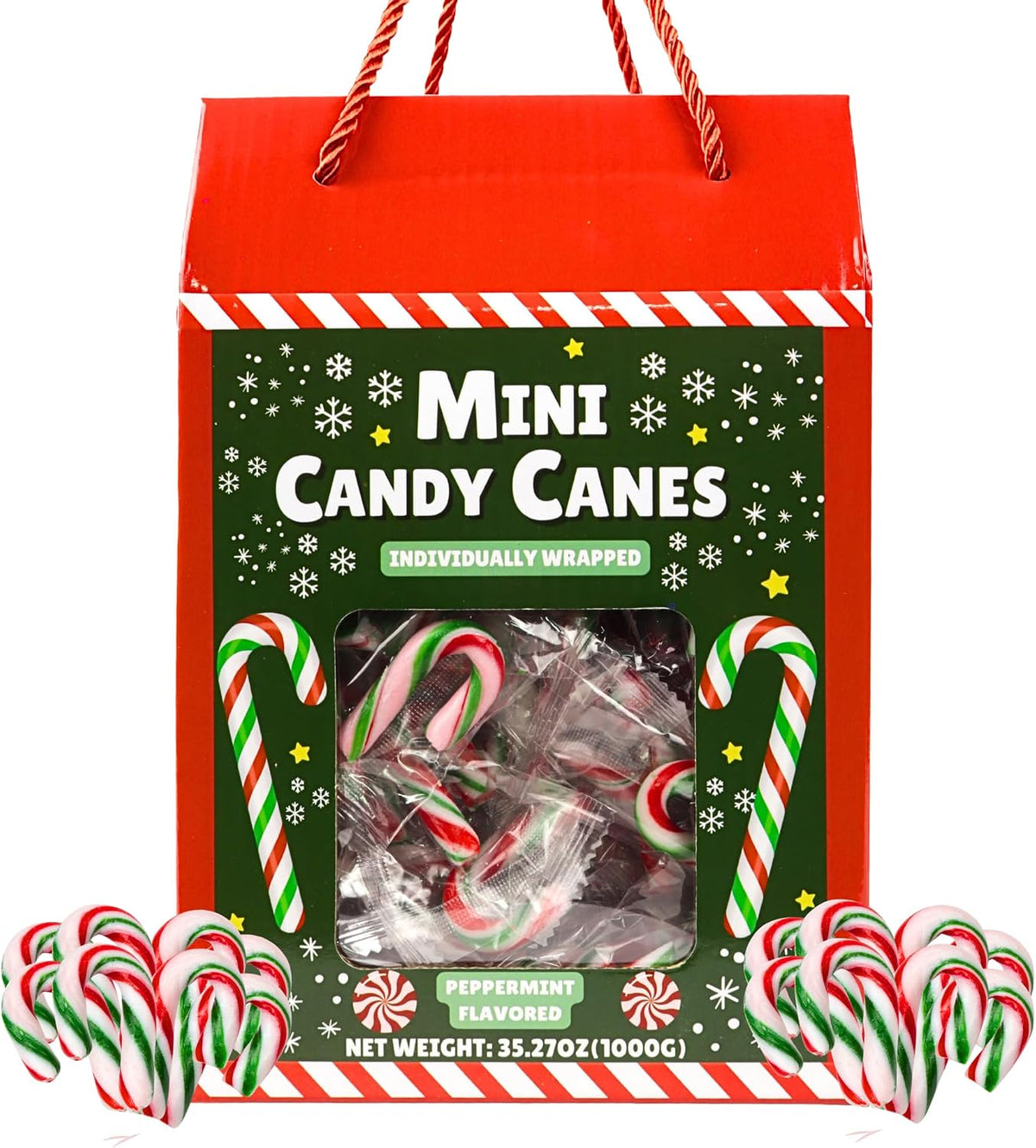Mini peppermint candy sticks being used to garnish holiday hot cocoa.