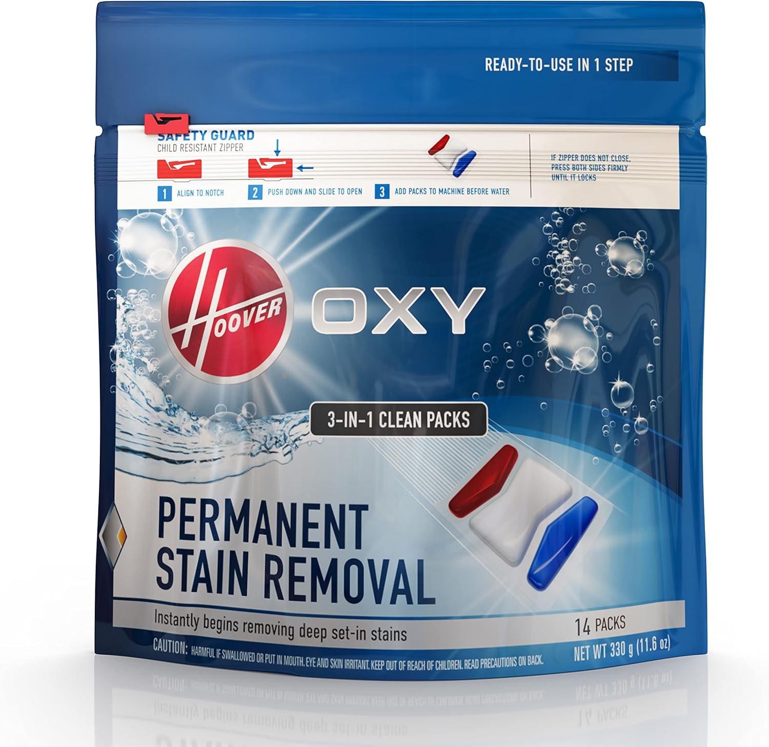 Hoover Oxy Permanent Stain Removal Carpet Cleaner Solution Clean Packs, AH37002, White - Image 1