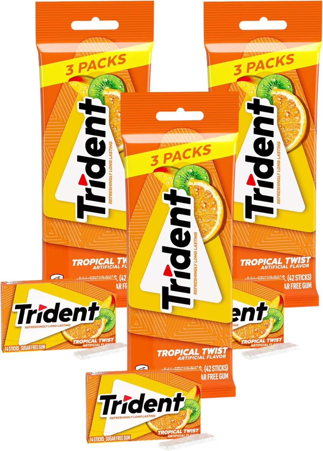 Trident Bubblegum Sugar-Free Chewing Gum, 3 Packs of 14 Pieces (42 Total Pieces) - Image 15