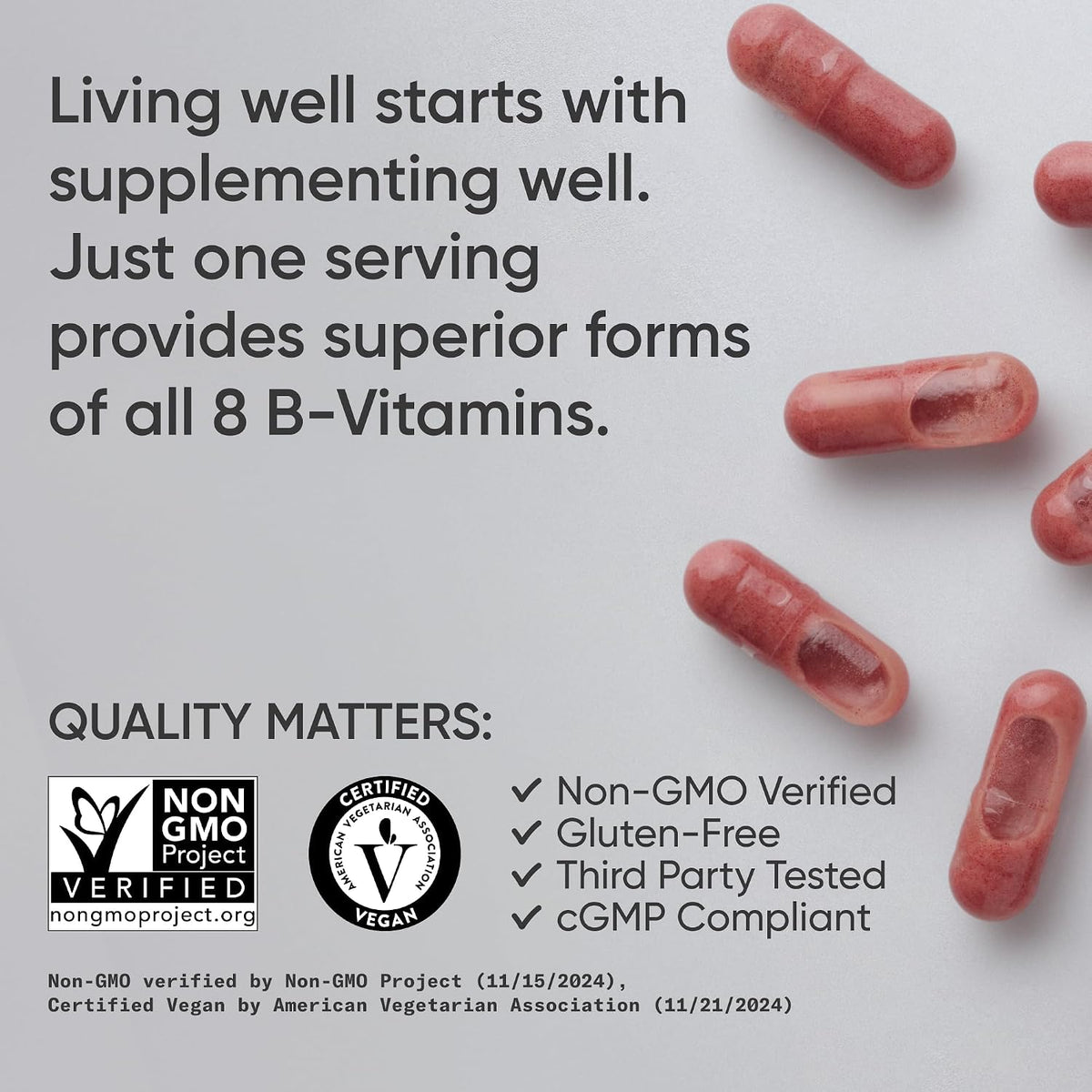Sports Research B complex liquid veggie capsules showing the clean vegan formula with MCT oil.