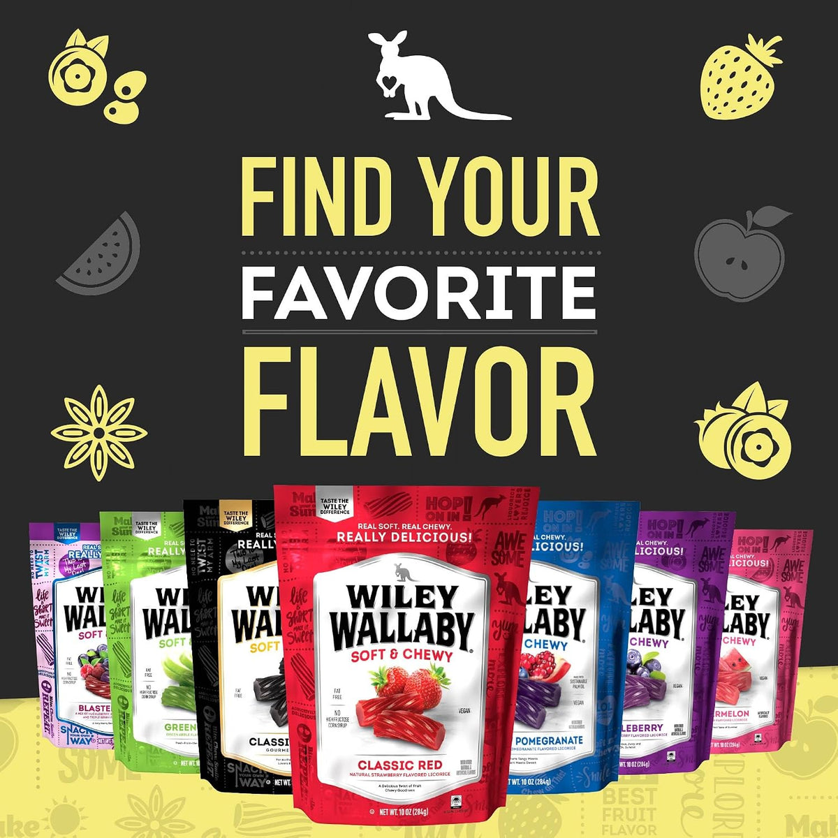 Authentic USA imported Wiley Wallaby gourmet licorice candy bag