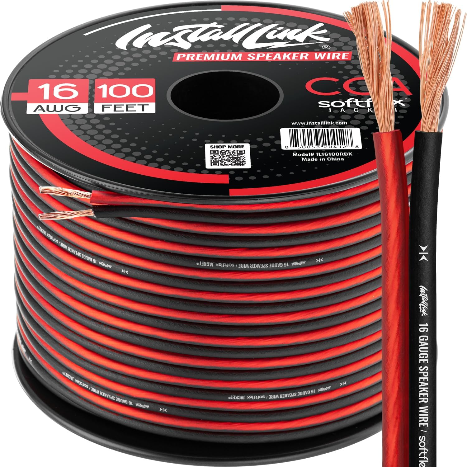 Install Link 16 AWG speaker wire spool front view