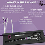 Kenchii Scorpion pet scissors showcasing the premium curved blade design for styling large dogs.