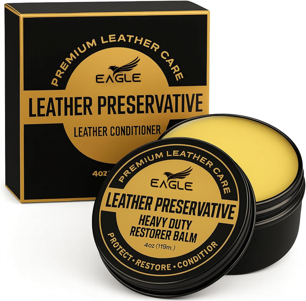Eagle Heavy Duty Leather Restorer and Preservative Balm front view packaging