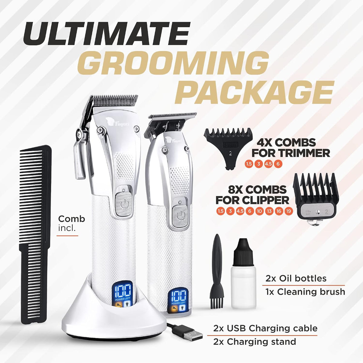 Fagaci professional hair clippers packaging and full contents