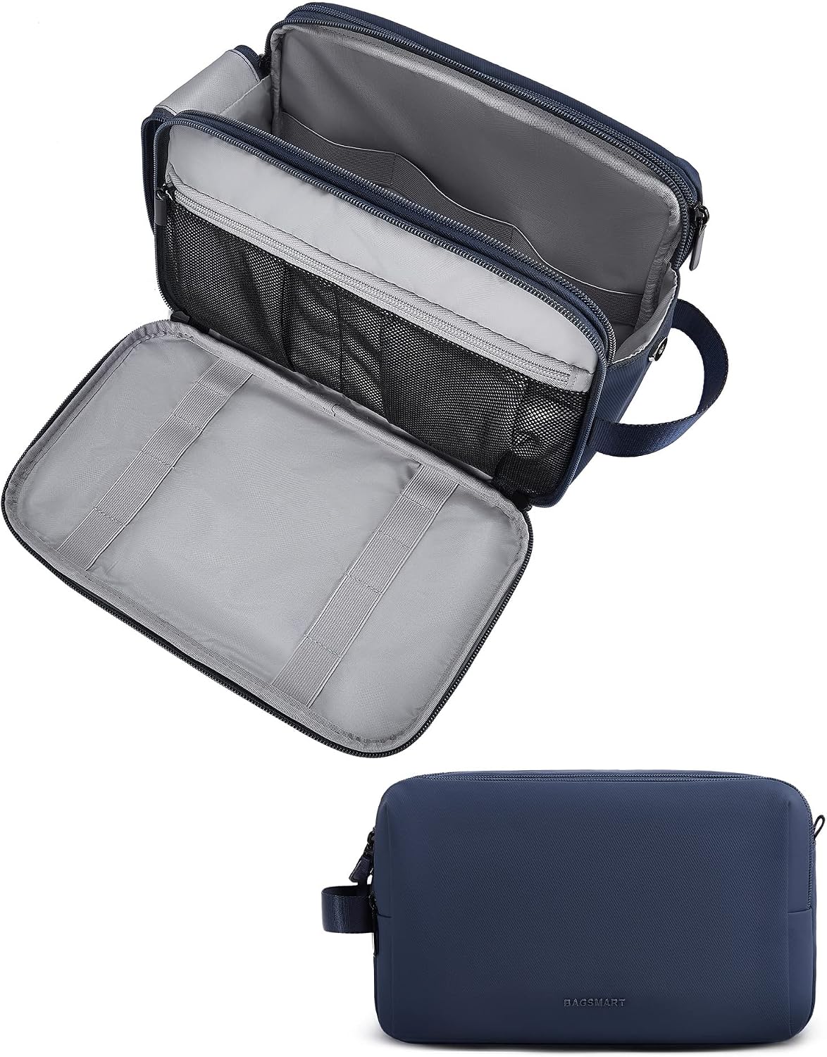 BAGSMART Toiletry Bag for Men, Travel Toiletry Organizer Dopp Kit Water-resistant Shaving Bag for Toiletries Accessories, Door Room Essentials,Navy Blue-medium - Image 11