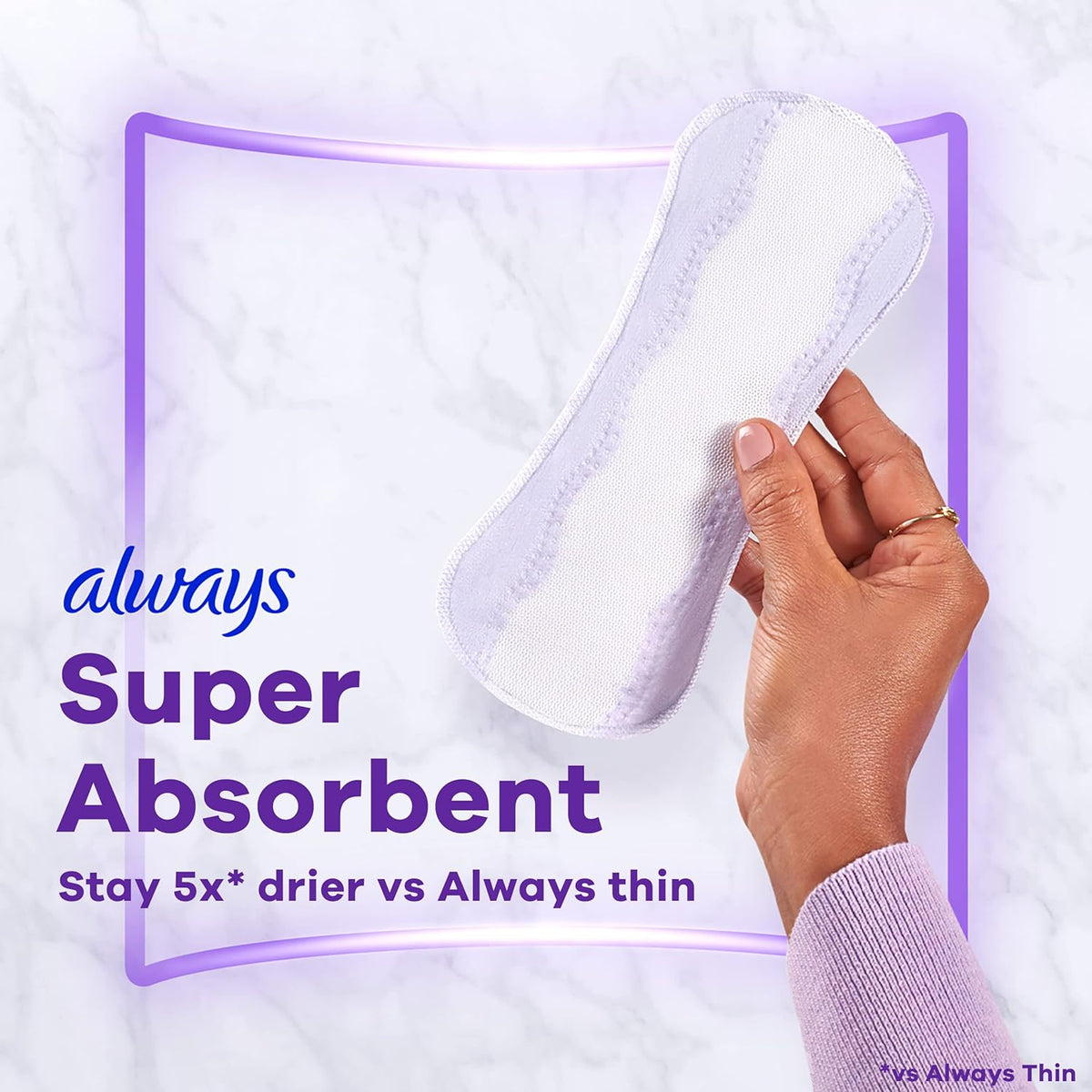 Always unscented daily liners product features label