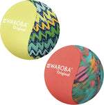 Waboba Original Water Bouncing Ball Two Pack front view showcasing neon zigzag pattern.